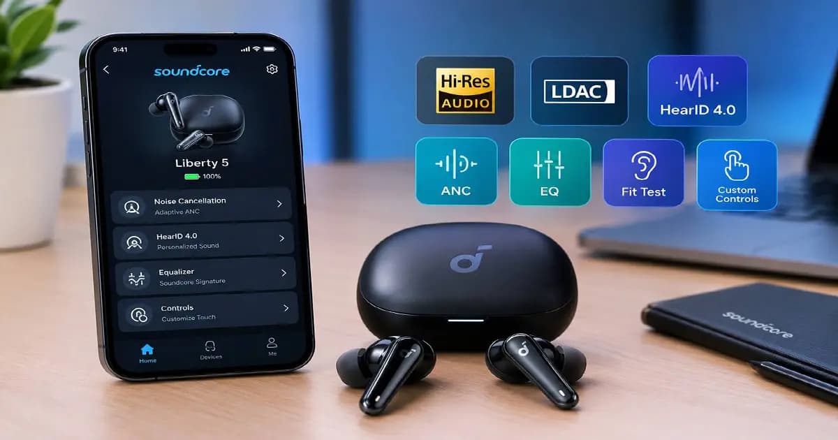 آموزش کامل اپلیکیشن Soundcore برای Liberty 5؛ تنظیم حرفهای صدا، LDAC و ANC